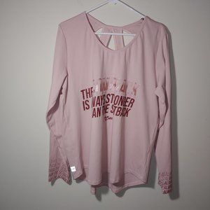 Ladyboss Swag Long Sleeve Cut Out back Long Sleeve Top  Size XXL Blush Pink